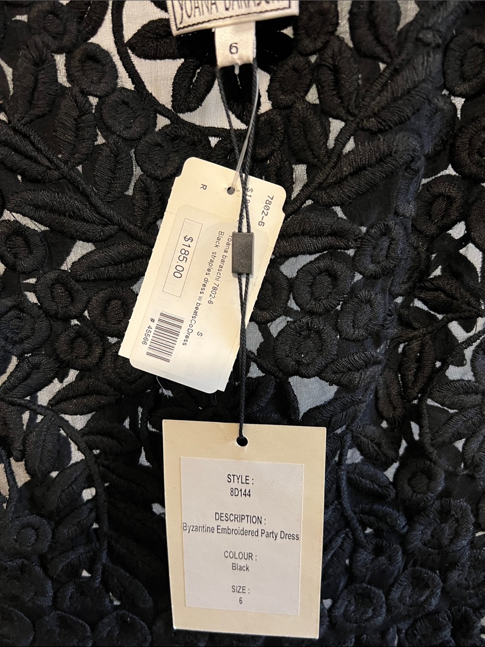 Yoana Baraschi Black Floral Crochet Mini Dress Sheer 100% Silk - Picture 10 of 11